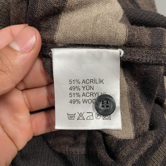 Buke Istanbul Mens 1/4 Button Up Wool Blend Brown Long Sleeve Size 2XL‎ - Picture 4 of 5